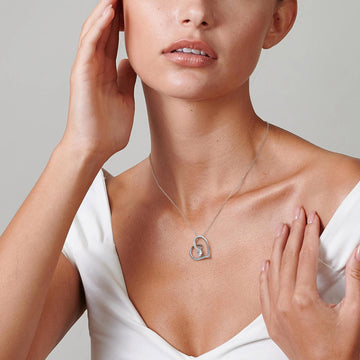 Romavan brand, left-tilted heart birthstone necklace, colored cubic zirconia pendant necklace, available from January to December