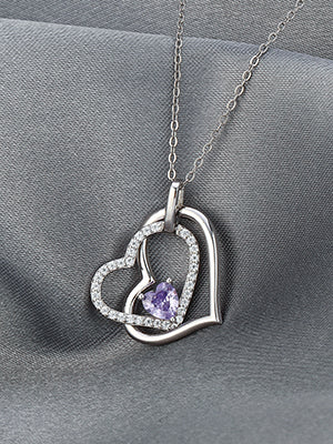 Romavan brand, heart-shaped pendant necklace, colored cubic zirconia pendant necklace, available from January to December