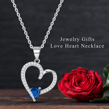 Romavan brand, heart-shaped birthstone necklace, colored cubic zirconia pendant necklace, available from January to December
