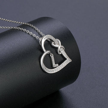Romavan brand, heart-shaped double knot necklace, capital letter pendant necklace, letters A-Z