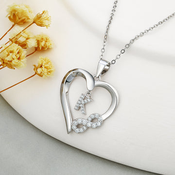 Romavan brand, glossy heart-shaped necklace, capital letter pendant necklace, letters A-Z