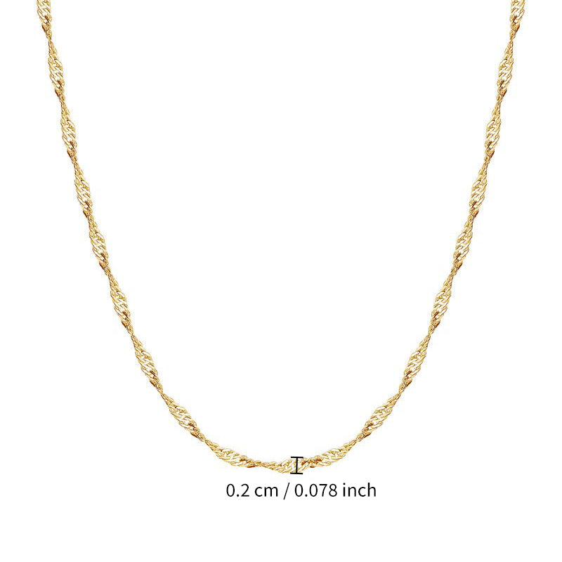 Golden/Silvery 2mm/2.5mm/3mm, water ripple style necklace,16\18\20\22\24\26\30 inches
