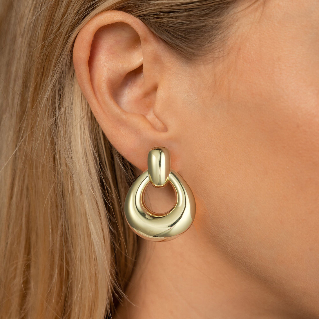 Golden, large and small loop earrings