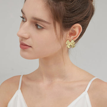Golden, bowknot earrings