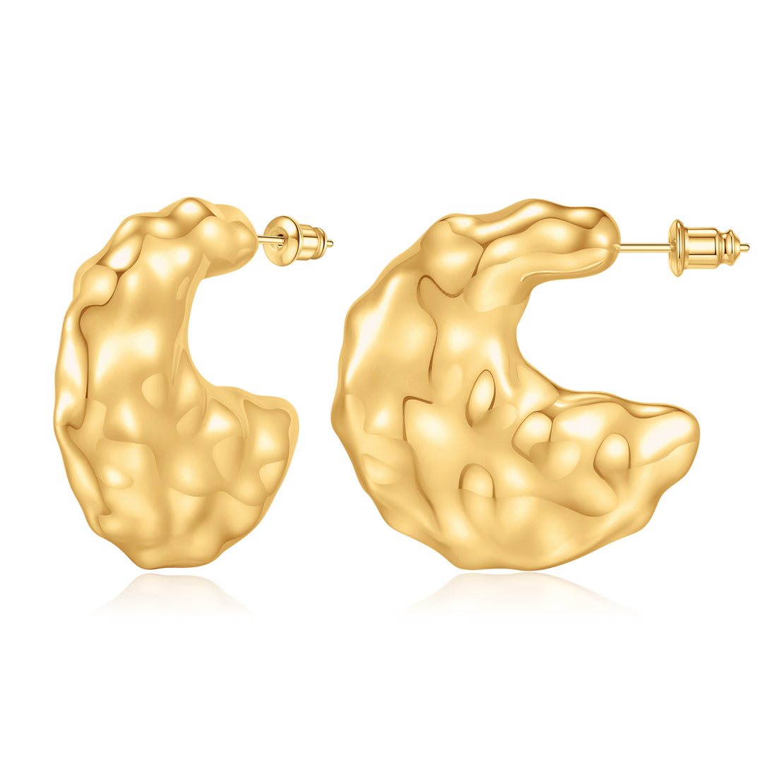 Golden, fat moon earrings