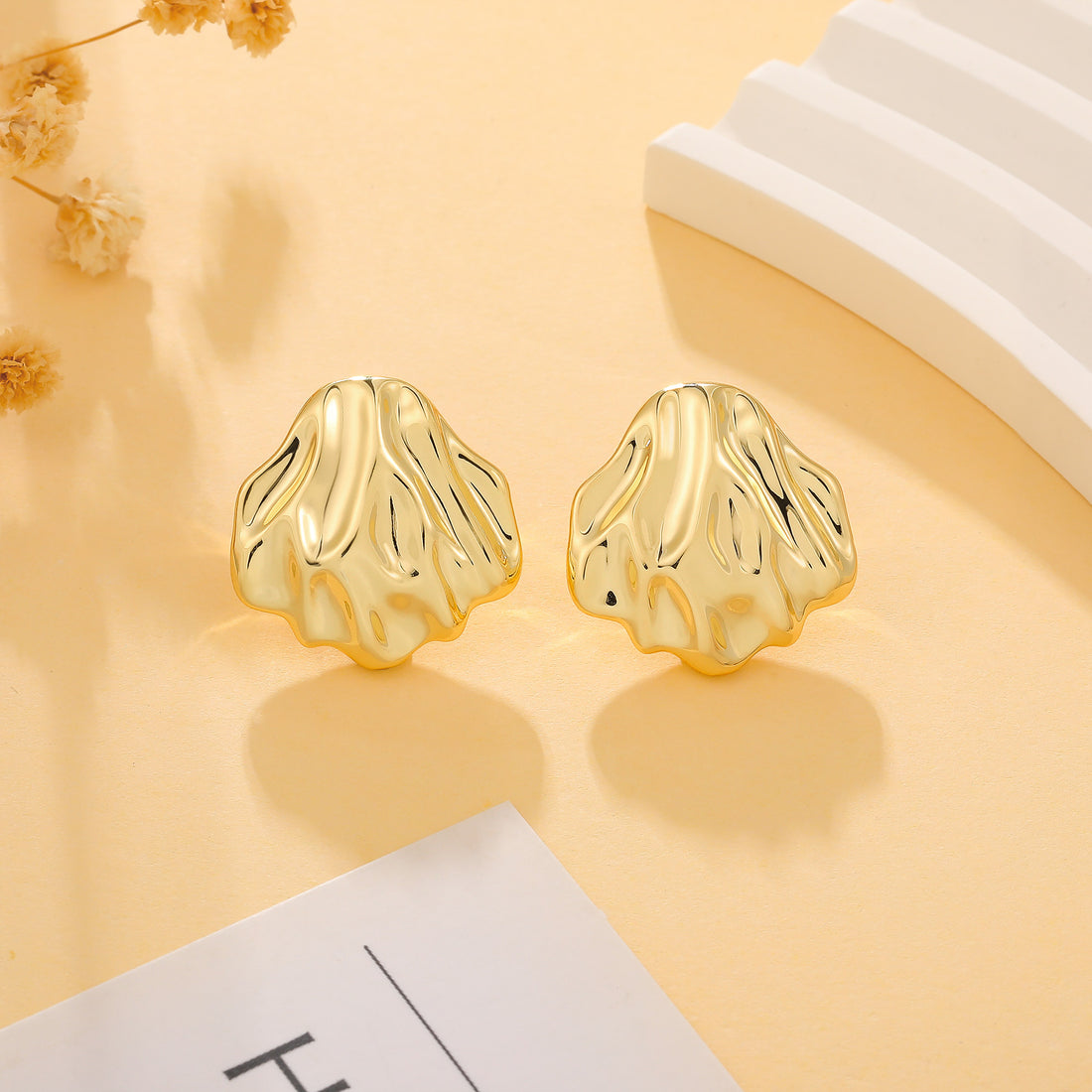 Golden, tiny little shell earrings