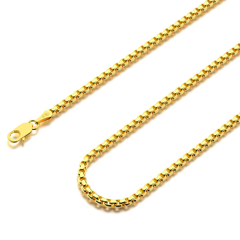 Waitsoul 925 Sterling Silver Box Chain Lobster Clasp 2/3/4/5mm Necklace for Women Mens Box Chain Silver/ 18K Gold Necklace Chain Diamond Cut 16-30 Inches