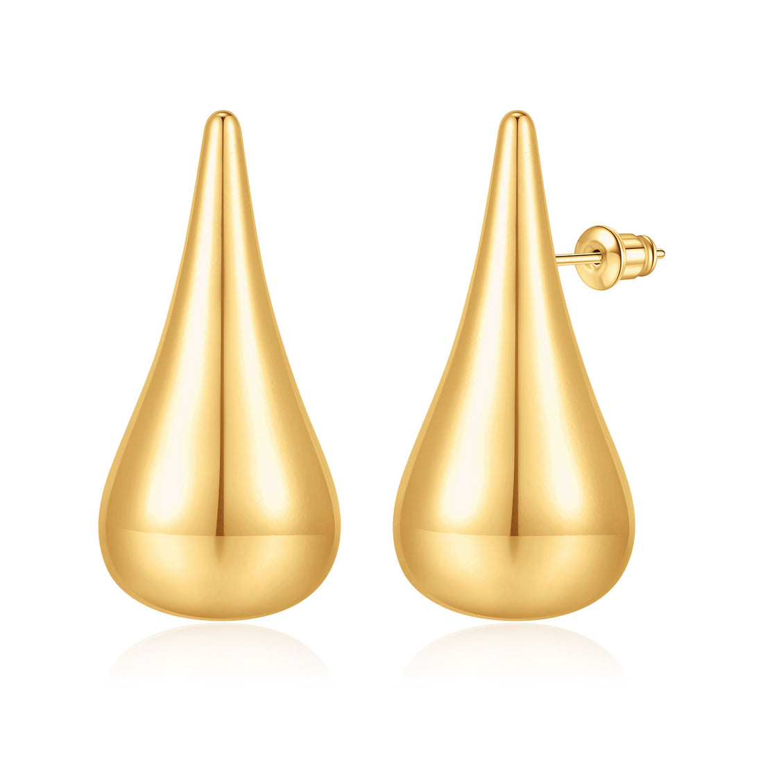 Golden, large waterdrop earrings