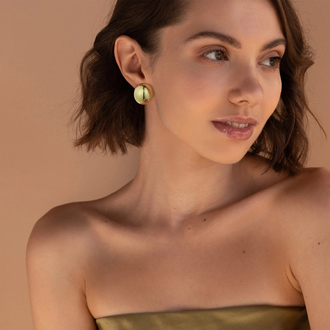 Golden, full round ball earrings