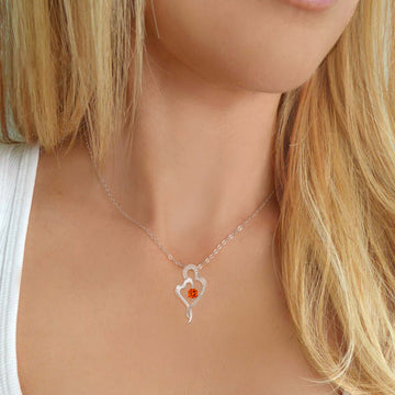 Silver necklace, heart-shaped birthstone necklace, 925 silver plated zircon pendant necklace, women's jewelry gift, Valentine's Day gift for women's wives and girls