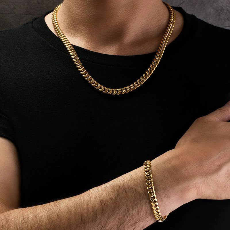 Golden/Silvery 5mm-8mm-Cuban-Bracelet-6.5-7-7.5-8-8.5-9 inch