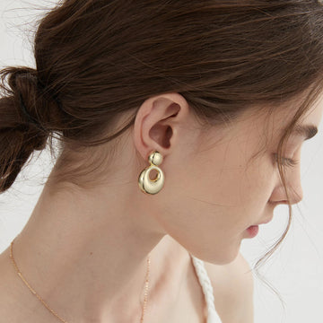 Gold, small solid and large round earrings