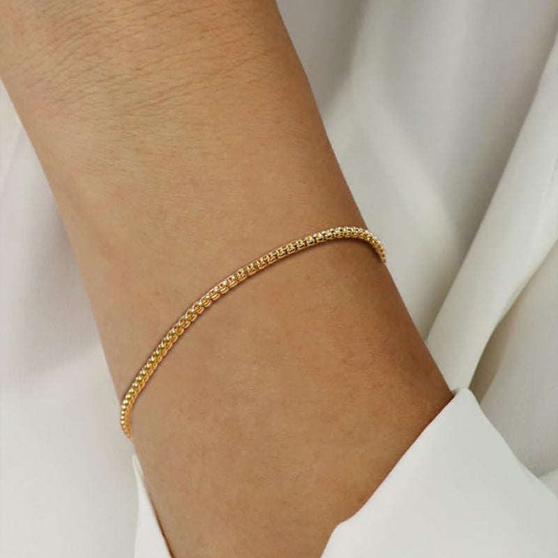 Waitsoul Sparkling/Rope/Box Bracelet for Women Men 2mm 2.5mm 3mm 5mm Diamond-Cut Silver/Gold Sparkling/Box/Rope Chain Bracelet for Gril 6.5/7/7.5/8/8.5/9 Inch