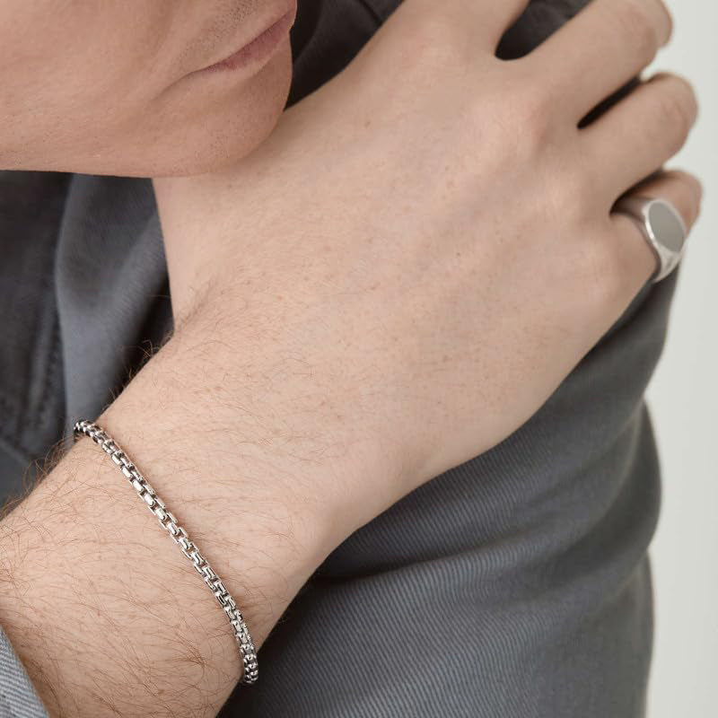 Waitsoul Sparkling/Rope/Box Bracelet for Women Men 2mm 2.5mm 3mm 5mm Diamond-Cut Silver/Gold Sparkling/Box/Rope Chain Bracelet for Gril 6.5/7/7.5/8/8.5/9 Inch
