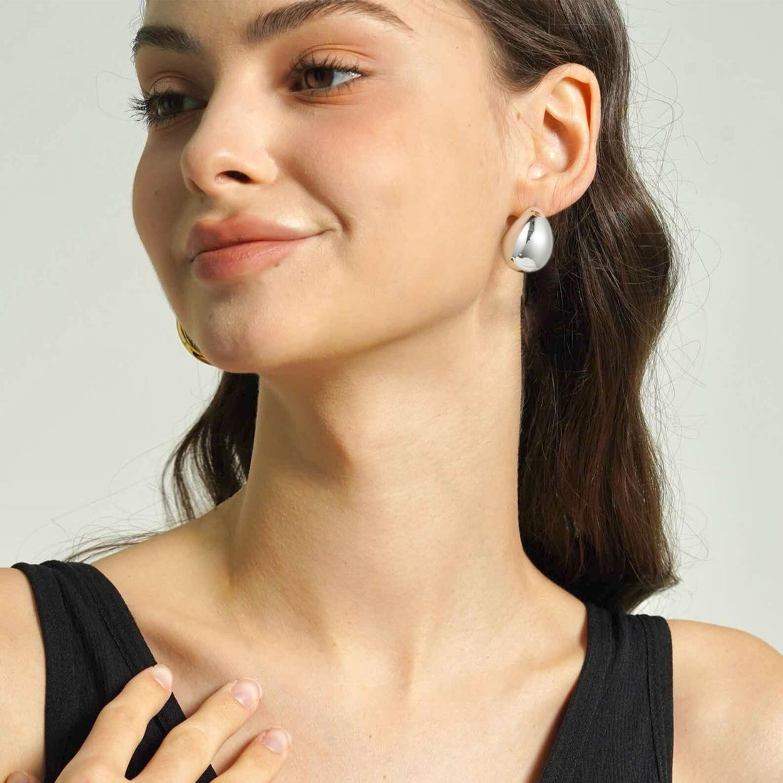 Golden/Silvery, chubby earrings
