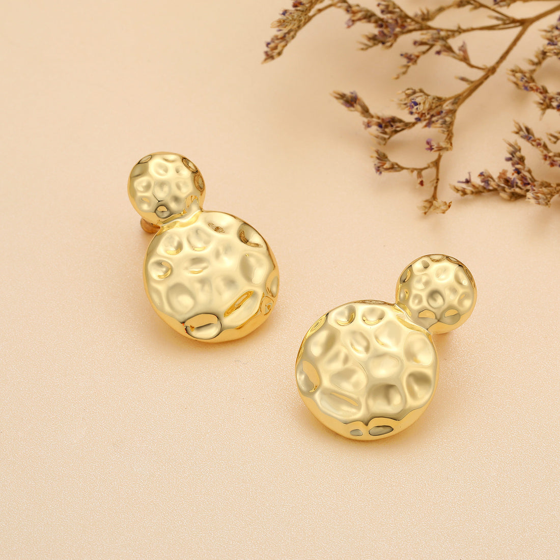 Golden, large round and small round earrings