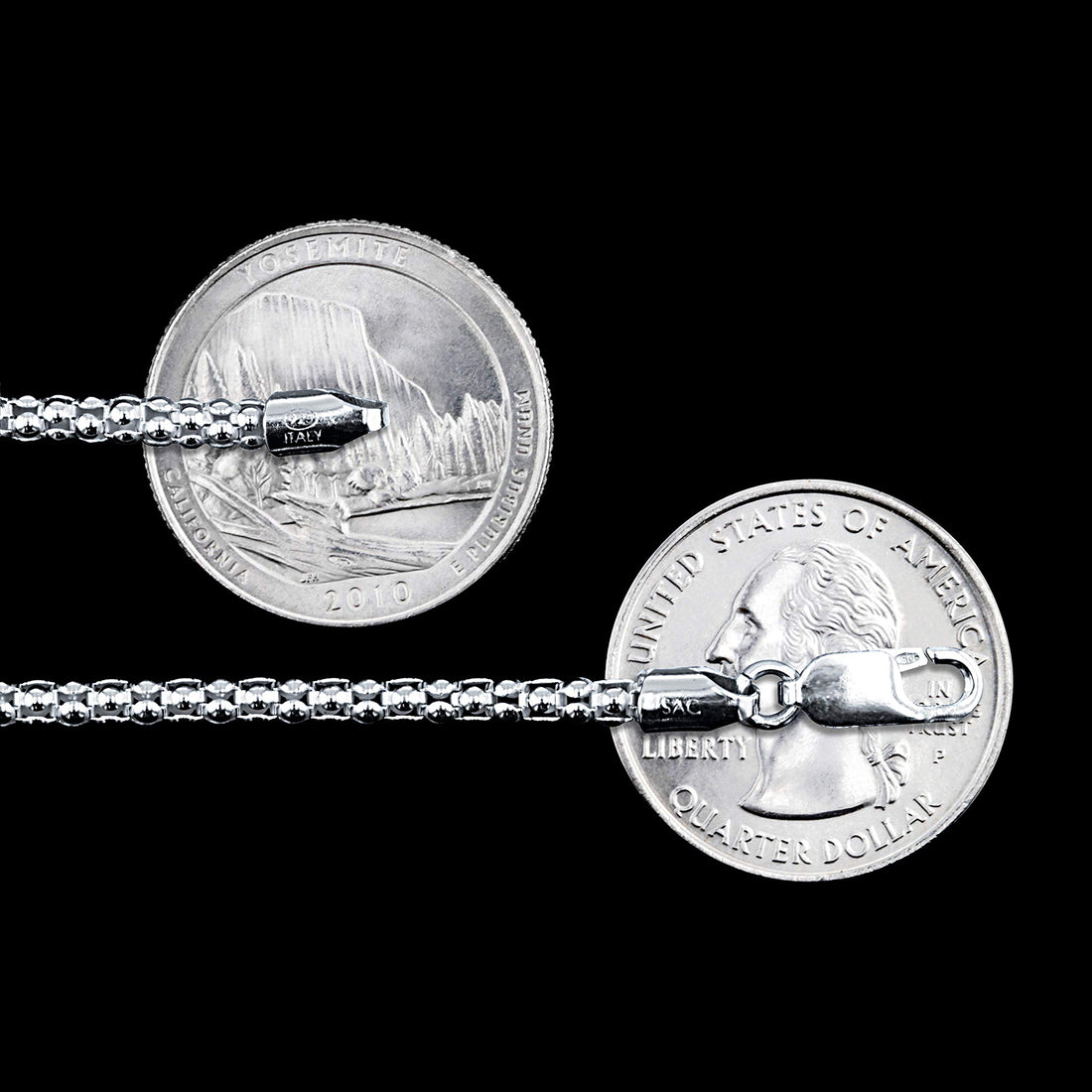 Silver 2.5mm, popcorn style necklace,16\18\20\22\24\26\30 inches